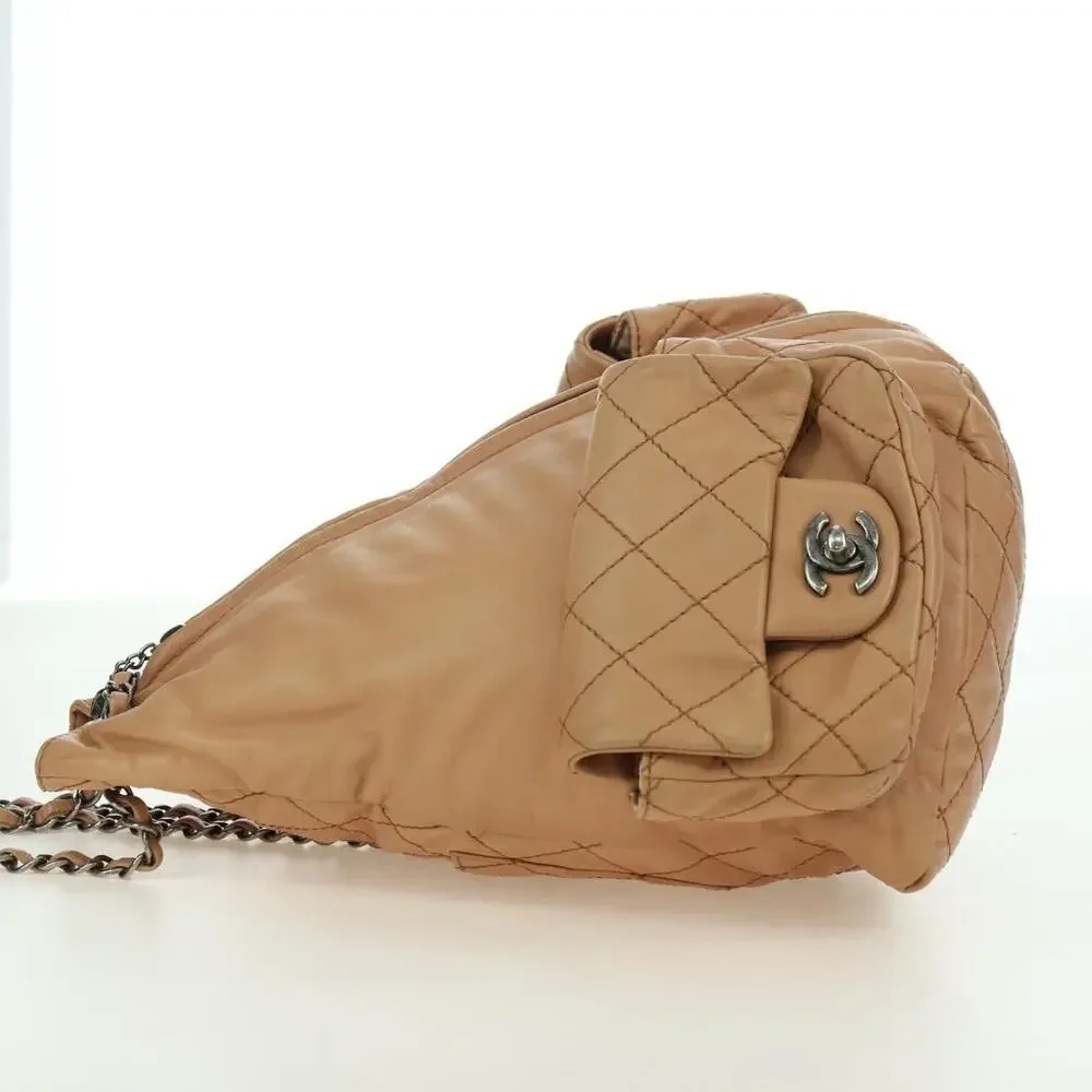 Chanel Matelasse Lambskin Chain Backpack Beige